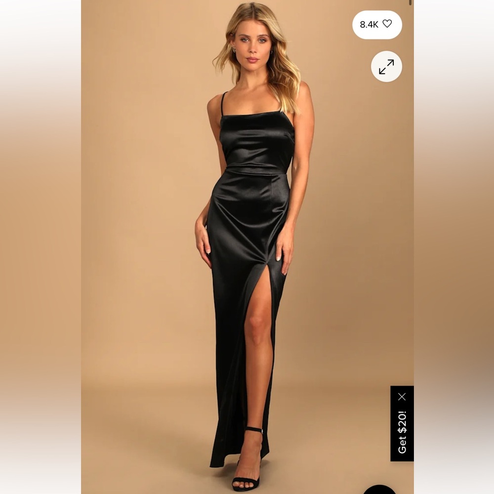 LuLu’s Black Satin Maxi Dress
